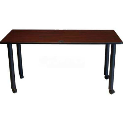 Boss 48" x 24" Rectangular Training Table with Casters, Mahogany