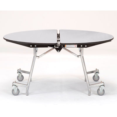 NPS® 72" Mobile Round Table - MDF with ProtectEdge - Chrome Frame - Grey Nebula