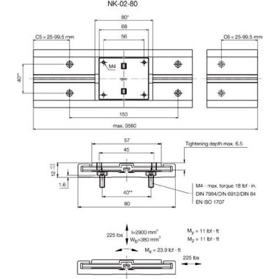 IGUS NS-01-80-500 500mm DryLin N 80mm Miniature Guide Rail