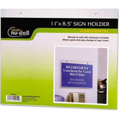 Nu-Dell Horizontal Wall Sign Holder 5/16" x 11-1/8" Clear