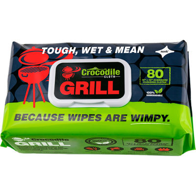 Crocodile Cloth® Biodegradable Grill Cleaning Cloth Wipes, 80 Wipes/Pack - Pkg Qty 8