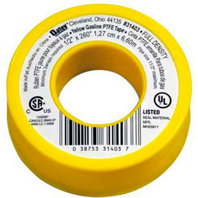 Hercules 31403 Yellow Gas Line Thread Seal Tape With PTFE 1/2" x 260" - Dispenser Pack - Pkg Qty 10