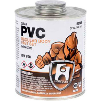 Hercules 60145 Below Zero Pvc - Clear, Regular Body, Fast Set Cement - Jumbo Dauber In Cap 16 oz. - Pkg Qty 12