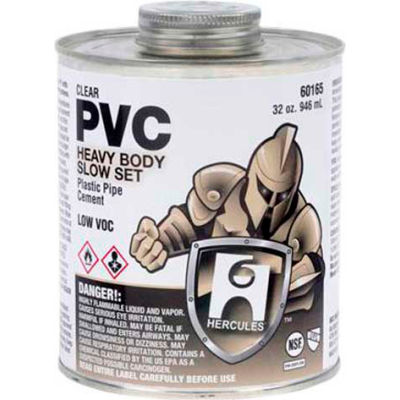 Hercules 60165 PVC - Clear, Heavy Body, Slow Set Cement - Jumbo Dauber In Cap 32 oz. - Pkg Qty 12