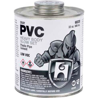 Hercules 60215 PVC - Gray, Heavy Body, Slow Set Cement - Jumbo Dauber In Cap 16 oz. - Pkg Qty 12
