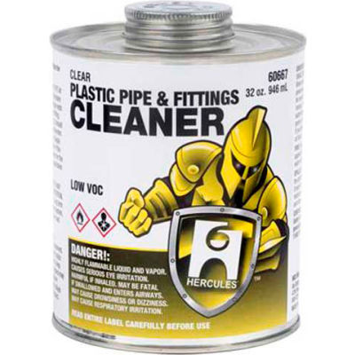 Hercules 60667 Plastic Pipe And Fittings Cleaner - Clear- Dauber In Cap 32 oz. - Pkg Qty 12
