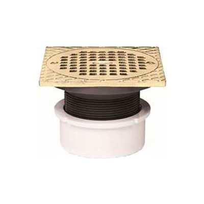 Oatey 72077 3" or 4" PVC Adjustable General Purpose Drain with 5" Nickel Grate & Square Ring
