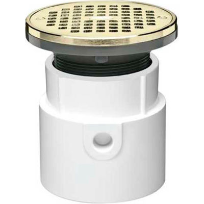 Oatey 72098 4" PVC Pipe Base Adjustable General Purpose Drain with 5" Chrome Grate & Round Ring