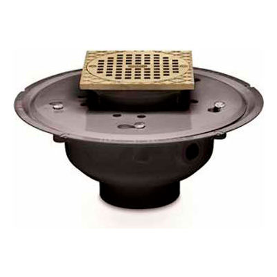 Oatey 72146 6" PVC Adjustable Commercial Drain with 6" Brass Grate & Square Ring