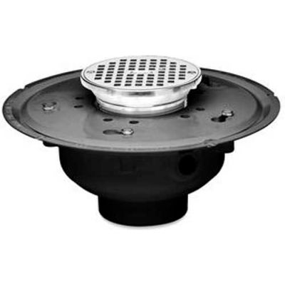 Oatey 72354 4" PVC Adjustable Commercial Drain with 8" Cast Nickel Grate & Round Top
