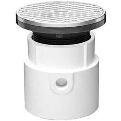 Oatey 74137 3" or 4" PVC General Purpose Adjustable Cleanout with 6" Brass Cover & Round Ring