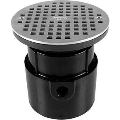 Oatey 82159 4" ABS Hub Base Adjustable General Purpose Drain with 6" Nickel Grate