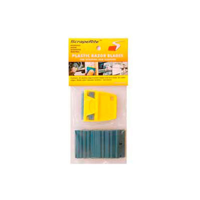 Scraperite Plastic Razor Blades with Polycarbonate Holder, Blue, 3/5" - SR 25 PCBE