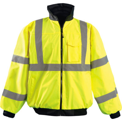 OccuNomix Hi-Vis Value Bomber Jacket, Class 3, Hi-Vis Yellow, 5XL, LUX-ETJBJ-Y5X
