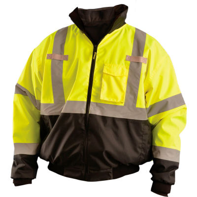OccuNomix Class 3 Three-Way Bottom Bomber Jacket W/ Removable Liner Yellow/Black, L, LUX-ETJBJR-BYL