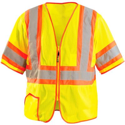 OccuNomix Class 3 Classic Mesh Half Sleeve Vest, Class 3, Hi-Vis Yellow, 3XL, LUX-HSCLC3Z-Y3X