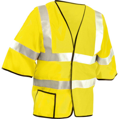 OccuNomix Class 3 Mesh Half Sleeve Vest Hi-Vis Yellow, L, LUX-HSCOOL3-YL