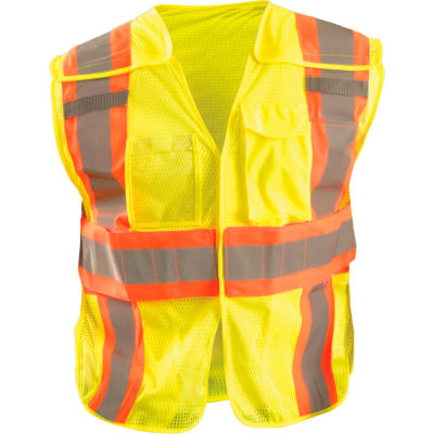 OccuNomix Classic Mesh Two-Tone Expandable Vest, Class 2, Hi-Vis Yellow, XL/2XL, LUX-SC2TB-YXL/2