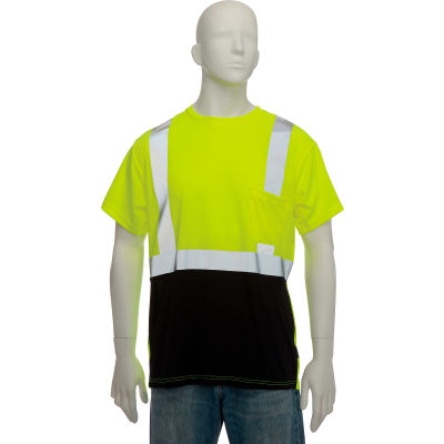 OccuNomix Class 2 Classic Black Bottom T-Shirt with Pocket Yellow, XL, LUX-SSETPBK-YXL