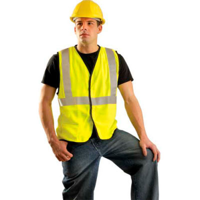 OccuNomix Premium Flame Resistant Solid Vest, Class 2, Hi-Vis Yellow, L, LUX-SSG/FR-YL