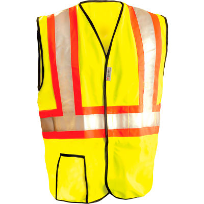 OccuNomix Premium Solid Two-Tone Vest, Class 2, Hi-Vis Yellow, 2XL, LUX-SSG2T-Y2X