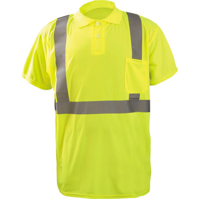 Occunomix LUX-SSPP2B-YL Birdseye Polo, Wicking & Cooling, Short Sleeve, Class 2, Yellow, L