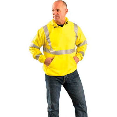 OccuNomix Premium Flame Resistant Pull-Over Hoodie Hi-Vis Yellow, XL, LUX-SWT3FR-YXL