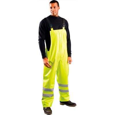 OccuNomix Class E Premium Flame Resistant Rain Bib Pants HRC2 Yellow, XL, LUX-TBIB/FR-YXL
