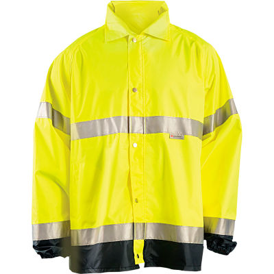 OccuNomix Breathable Foul Weather Coat, Class 3, Hi-Vis Yellow, 4XL, LUX-TJR-Y4X