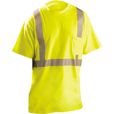 OccuNomix Flame Resistant Short Sleeve T-Shirt, Class 2, ANSI, Hi-Vis Yellow, 2XL, LUX-TP2/FR-Y2X