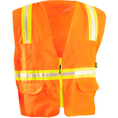 OccuNomix Classic Mesh Two-Tone Zip Vest Hi-Vis Orange, XL, LUX-XTRNSM-OXL