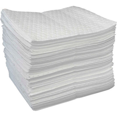 Oil-Dri® Oil Only Mid-Weight Perforated Pads, 15" x 19", 20.4 Gallon Capacity, 100/Box