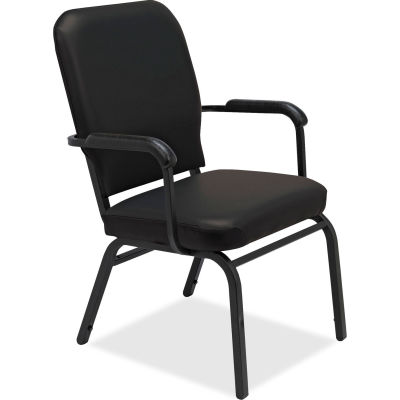 Lorell® Fixed Arms Vinyl Oversized Stack Chairs - Black - 2/Pack