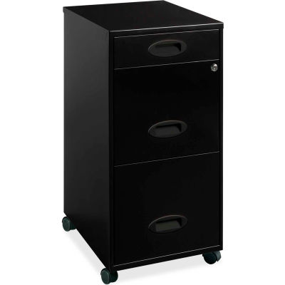 Lorell® 18" Deep 3-Drawer Mobile File Cabinet, Black