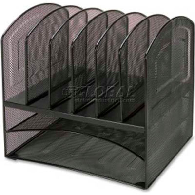 Lorell® Horizontal Vertical Mesh Desk Organizer, 8 Compartments, Black