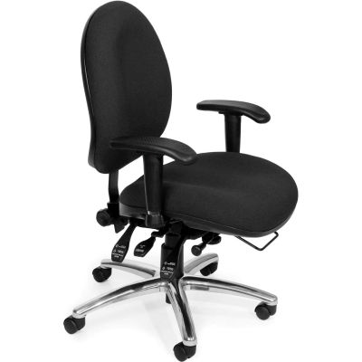 OFM 24 Hour Big and Tall Ergonomic Computer Swivel Task Chair with Arms, Fabric, Black