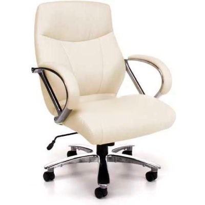 OFM Avenger Series Big and Tall Executive Mid Back Chair, Leather, Cream