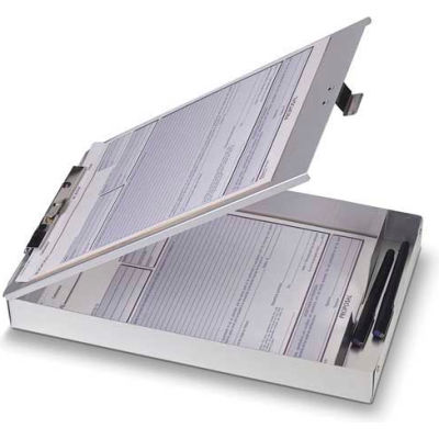 Officemate® Aluminum Storage Clipboard, Top Opening, 8-1/2" x 12", Silver