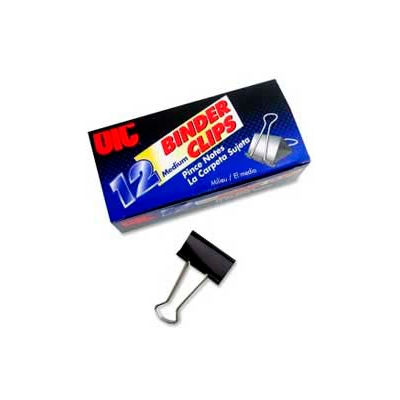 Officemate® Binder Clips, Medium, 1-1/4" Width, 5/8" Capacity, Black/Silver, 12/Box