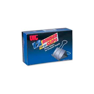 Officemate® Binder Clips, Large, 2" Width, 1" Capacity, Black/Silver, 12/Box