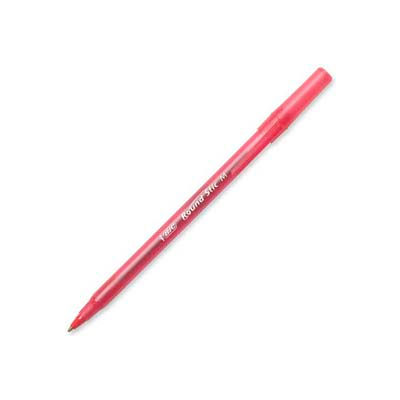 Bic® Round Stic Ballpoint Pen, Medium, Red Ink, Dozen