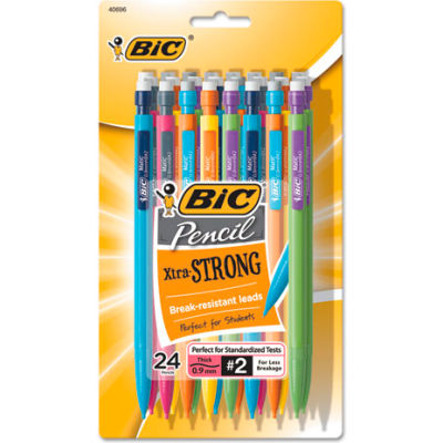 Bic® Mechanical Pencil With Pocket Clip, 0.9mm, Assorted Barrels, 24/Pack
