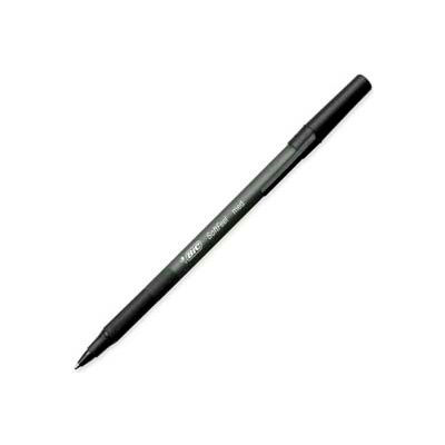 Bic® Soft Feel Ballpoint Stick Pen, Medium, Black Barrel/Ink, Dozen
