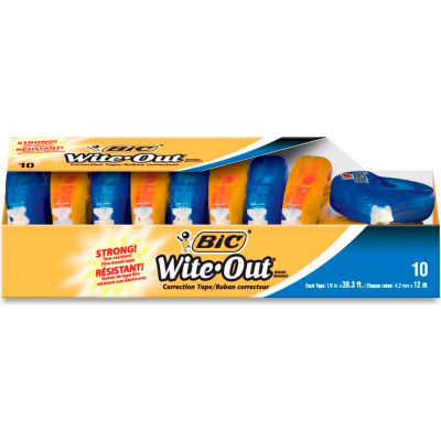 Bic® Wite-Out® EZ Correct Correction Tape, 1/6 in x 400 in, White, 10/Box