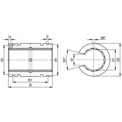 IGUS OJUI-01-16 DryLin R Open Linear Polymer Bearing with Shell - 1"Dia. Shaft