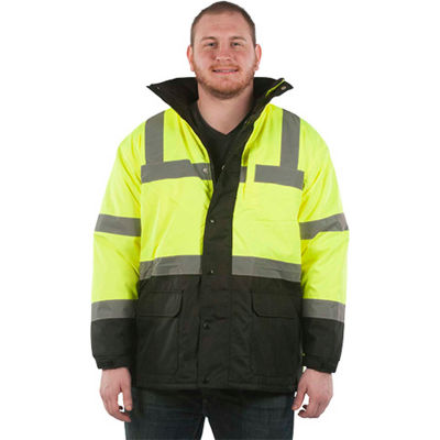 Utility Pro Hi-Vis Parka Jacket, ANSI Class 3, M, Yellow/Black