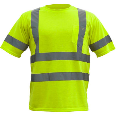 Utility Pro Hi-Vis S/S Pocket T-Shirt, ANSI Class 3, L, Lime
