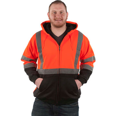 Utility Pro Hi-Vis Hooded Soft Shell Jacket, ANSI Class 3, 4XL, Orange/Black