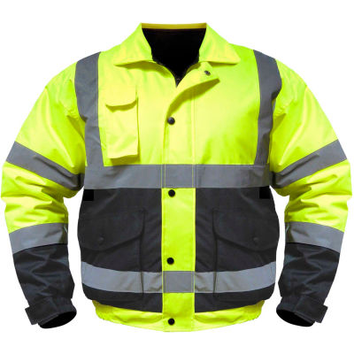 Utility Pro Hi-Vis Bomber Jacket, ANSI Class 3, 2XL, Yellow/Black