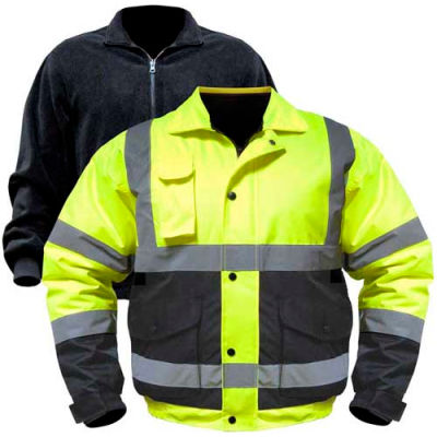 Utility Pro Hi-Vis Bomber Jacket W/Zip-Out Liner, 5XL, Yellow/Black